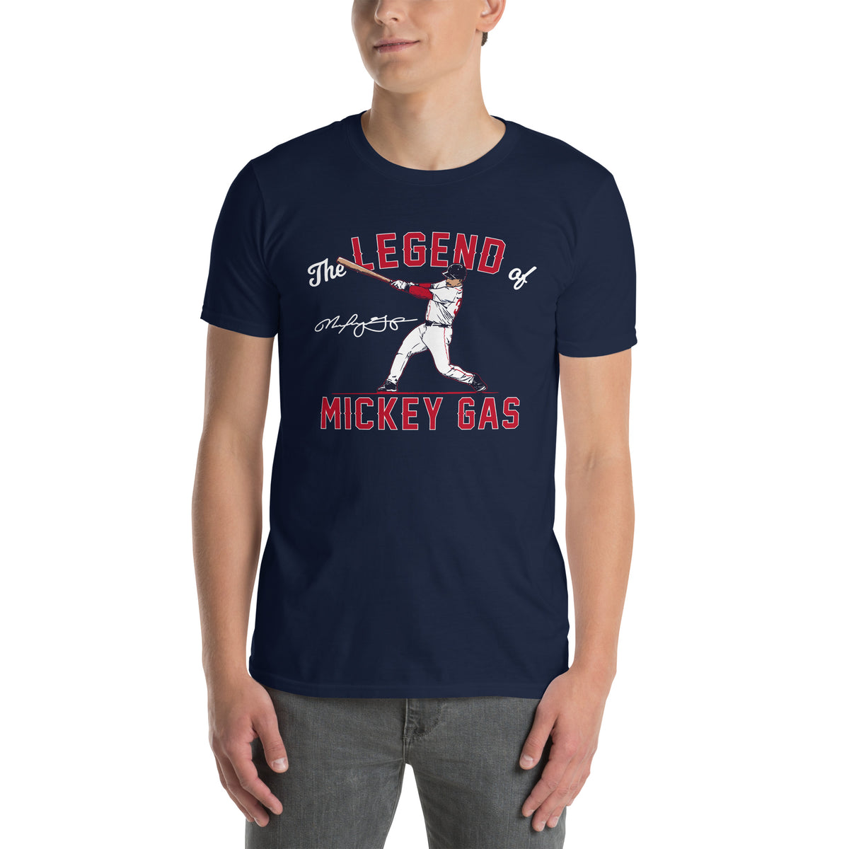 Mickey Gasper Boston Red Sox Baseball T-Shirt in navy, front view – BallerTee graphic tee