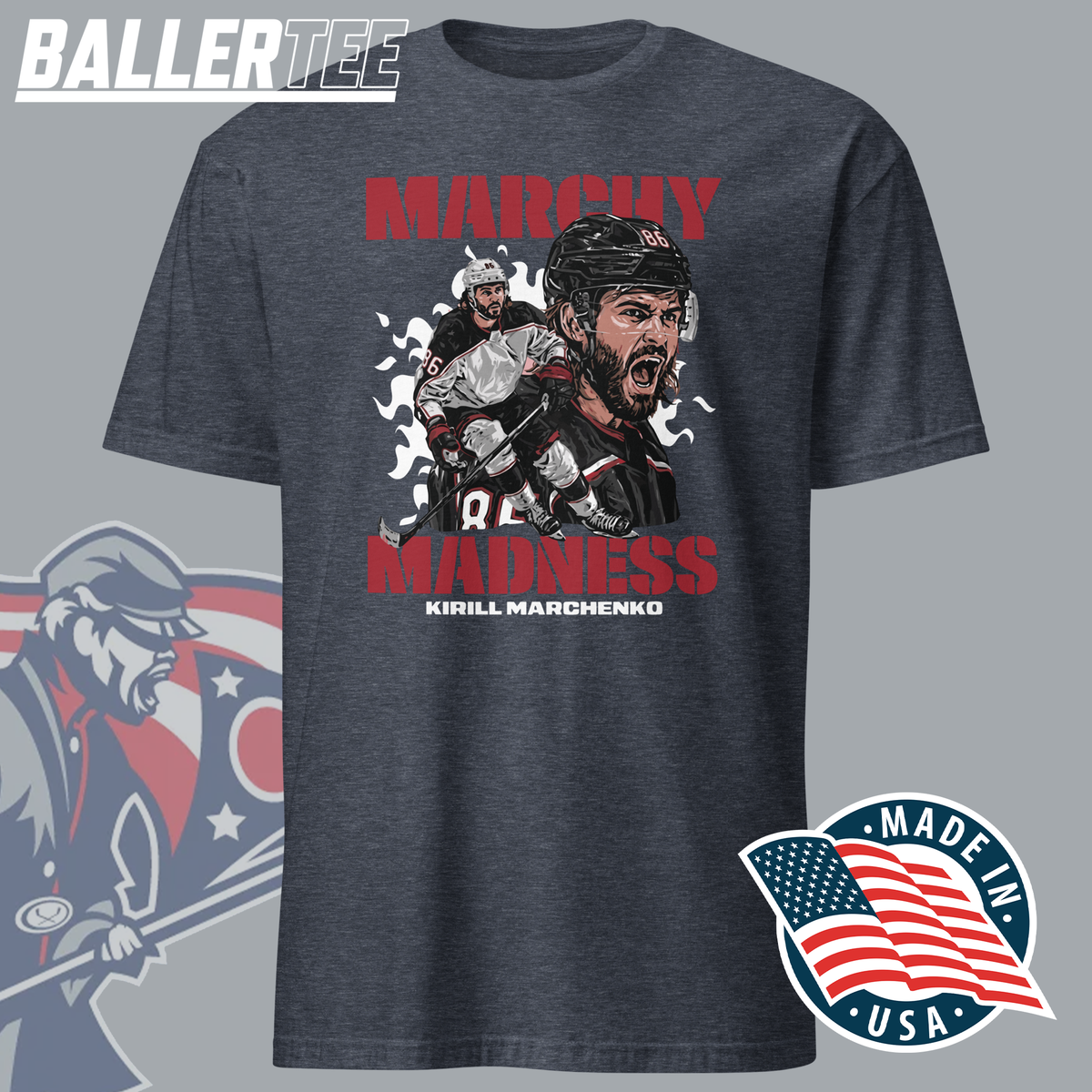 Kirill Marchenko Columbus Blue Jackets Marchy Madness hockey T-shirt