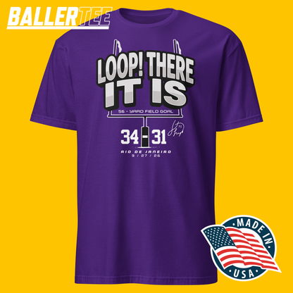 Purple Tyler Loop Baltimore football Loop There It Is graphic T-shirt, front view