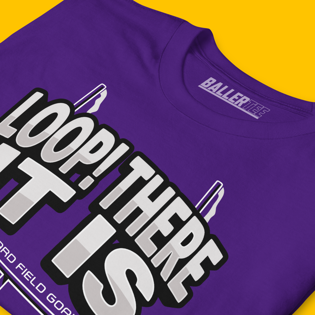 Purple Tyler Loop Baltimore football Loop There It Is graphic T-shirt, front view