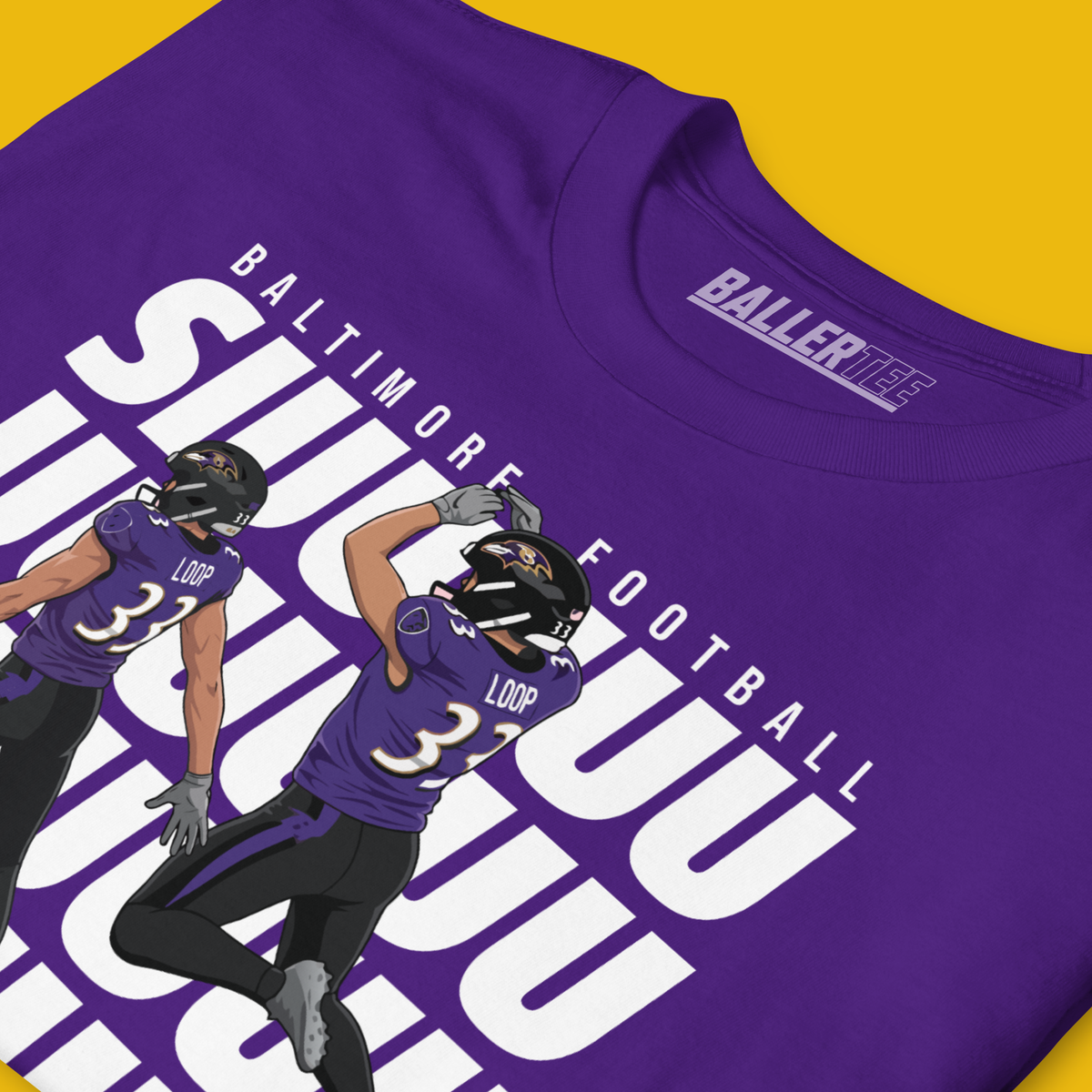 Purple Tyler Loop Baltimore football Siuuu celebration graphic T-shirt