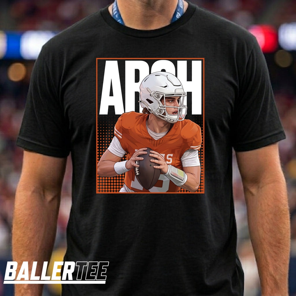 Texas Football Arch Manning Art Graphic T-Shirt – Arch Manning Fan Tee

