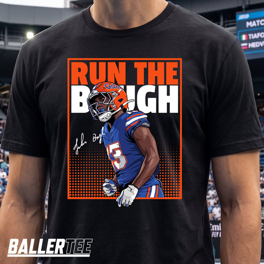 Run The Baugh Graphic Football T-Shirt in Black – Jadan Baugh Florida Gators Fan Tee
