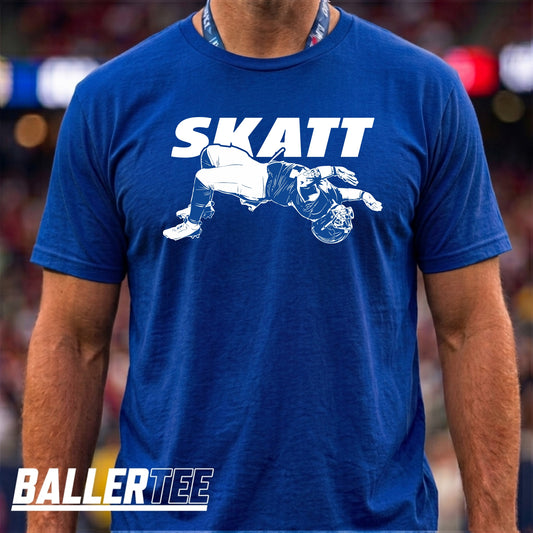 Cam Skattebo New York Giants SKATT Flip T-Shirt – Royal colorway, BallerTee