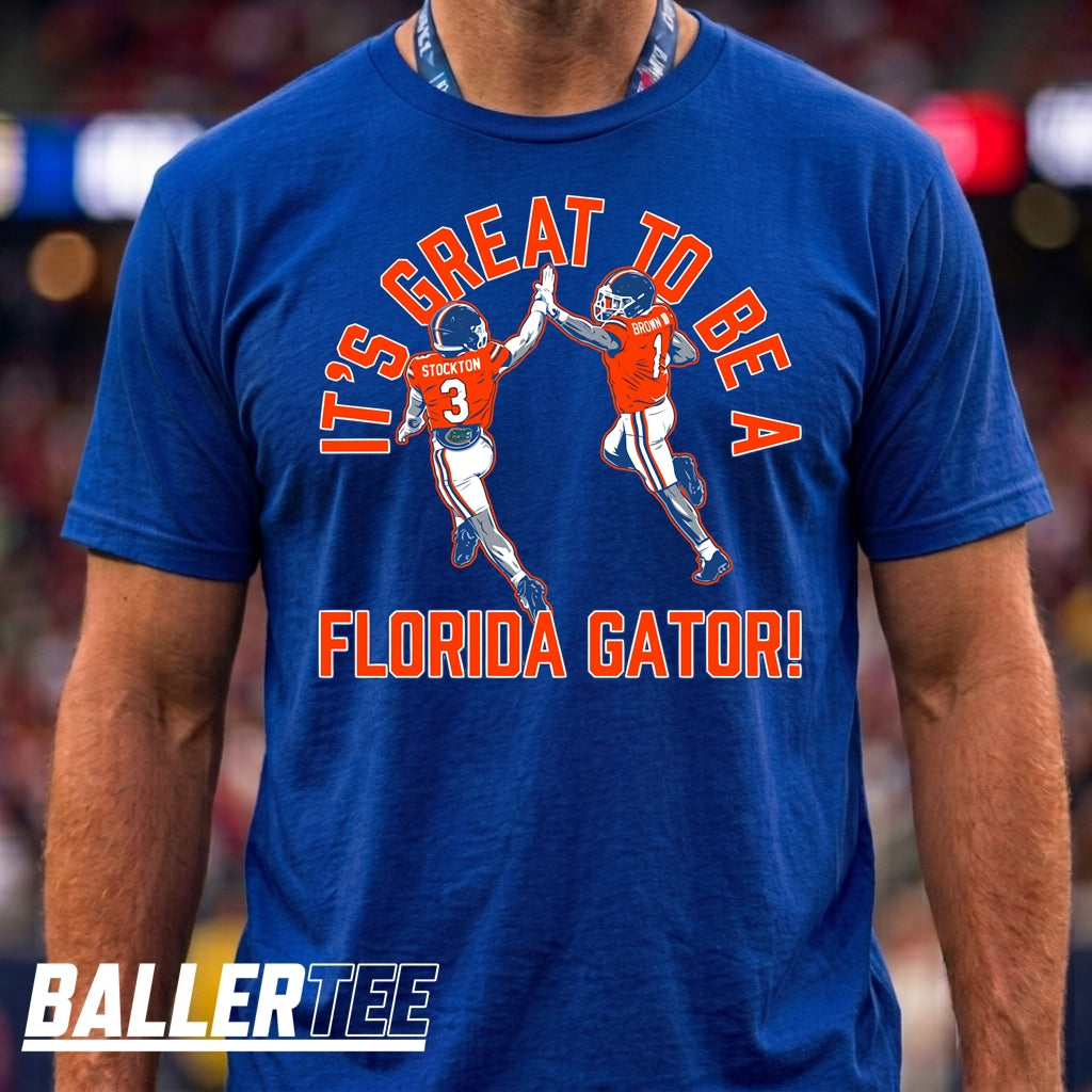 Florida Gators “It’s Great to Be a Gator” T-shirt featuring Vernell Brown and Bailey Stockton