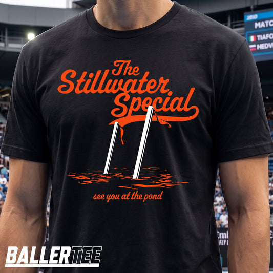 Oklahoma State Cowboys goal post celebration fan t-shirt - commemorative tee for the legendary pond throw
