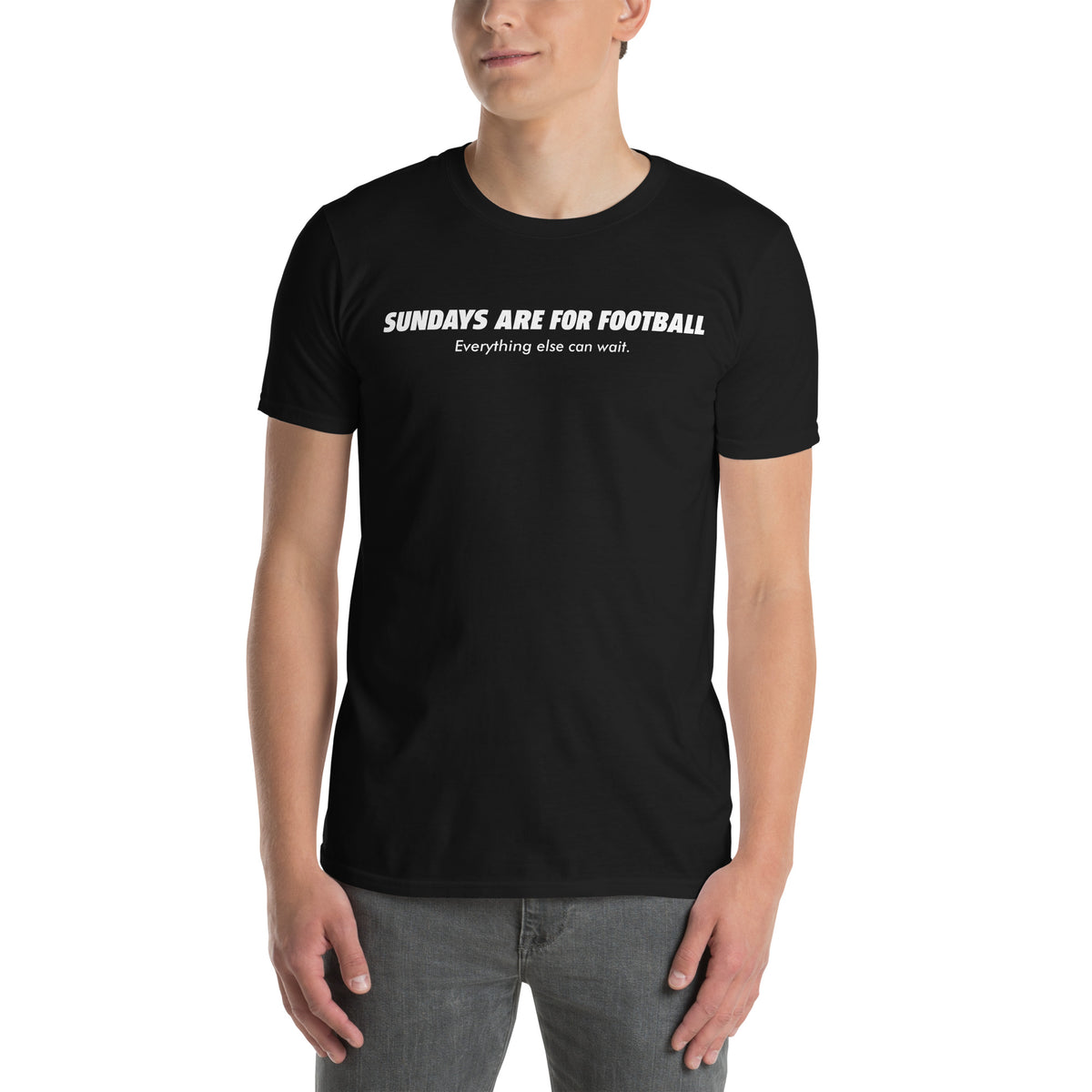 BallerTee Sundays Are For Football graphic t-shirt, black, front view