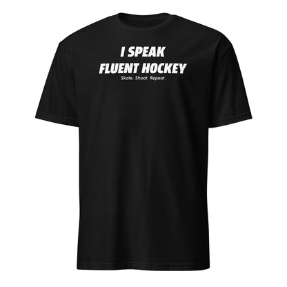 BallerTee I Speak Fluent Hockey graphic t-shirt, black