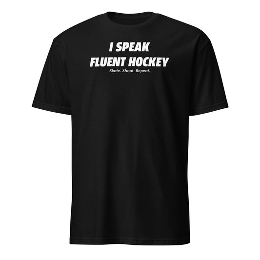 BallerTee I Speak Fluent Hockey graphic t-shirt, black