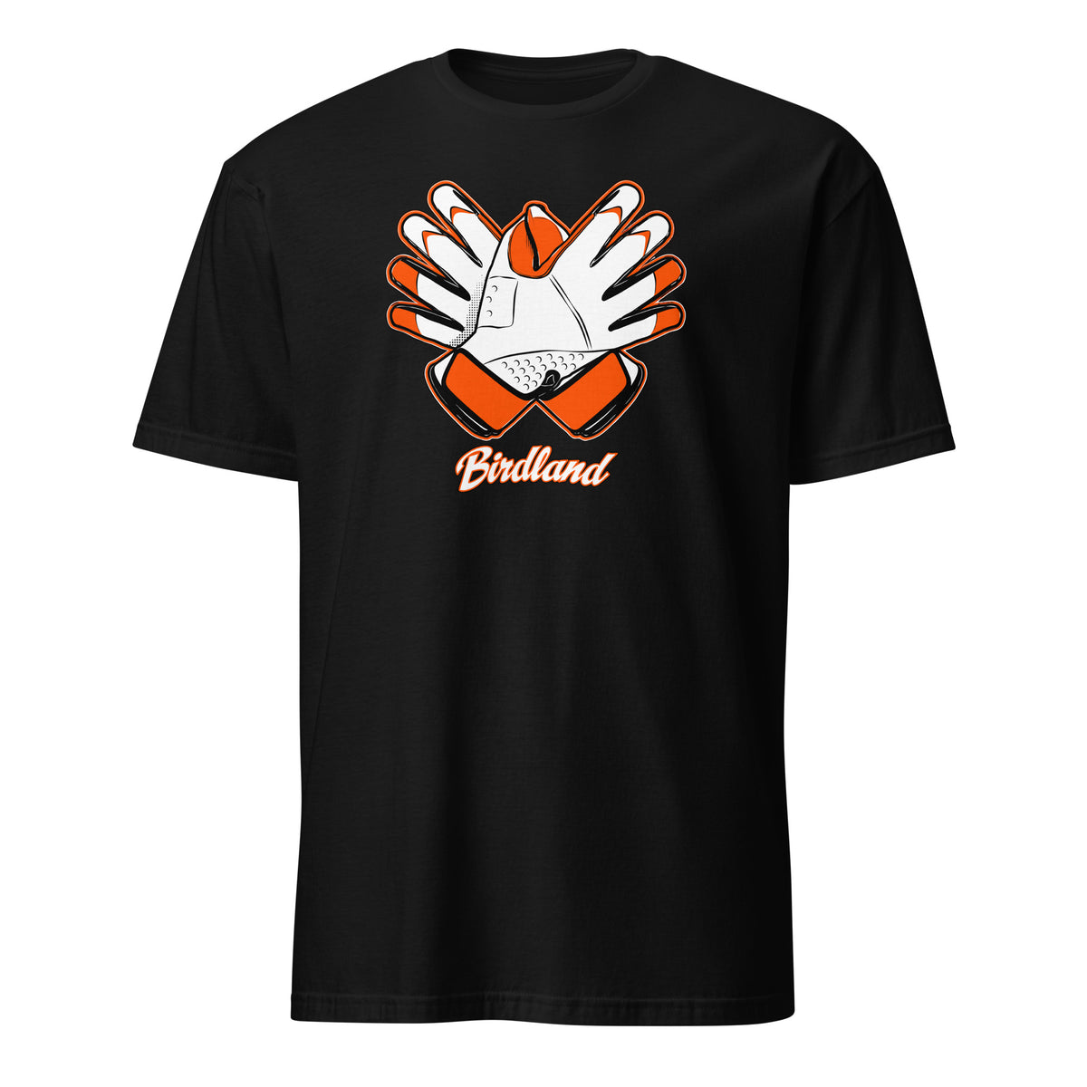 BallerTee Baltimore Baseball Birdland graphic t-shirt, black, front view