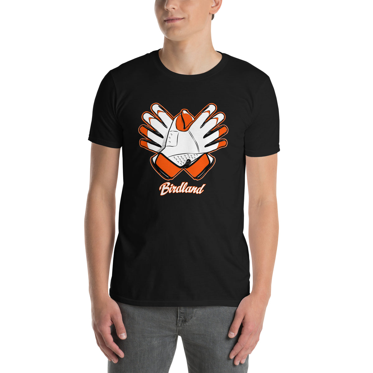BallerTee Baltimore Baseball Birdland graphic t-shirt, black, front view
