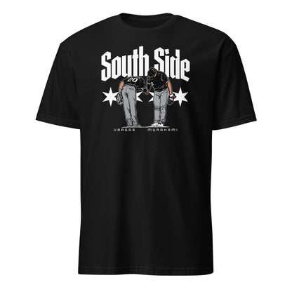 Black Chicago Baseball South Side graphic t-shirt featuring Vargas and Murakami with Chicago stars and bold gothic lettering