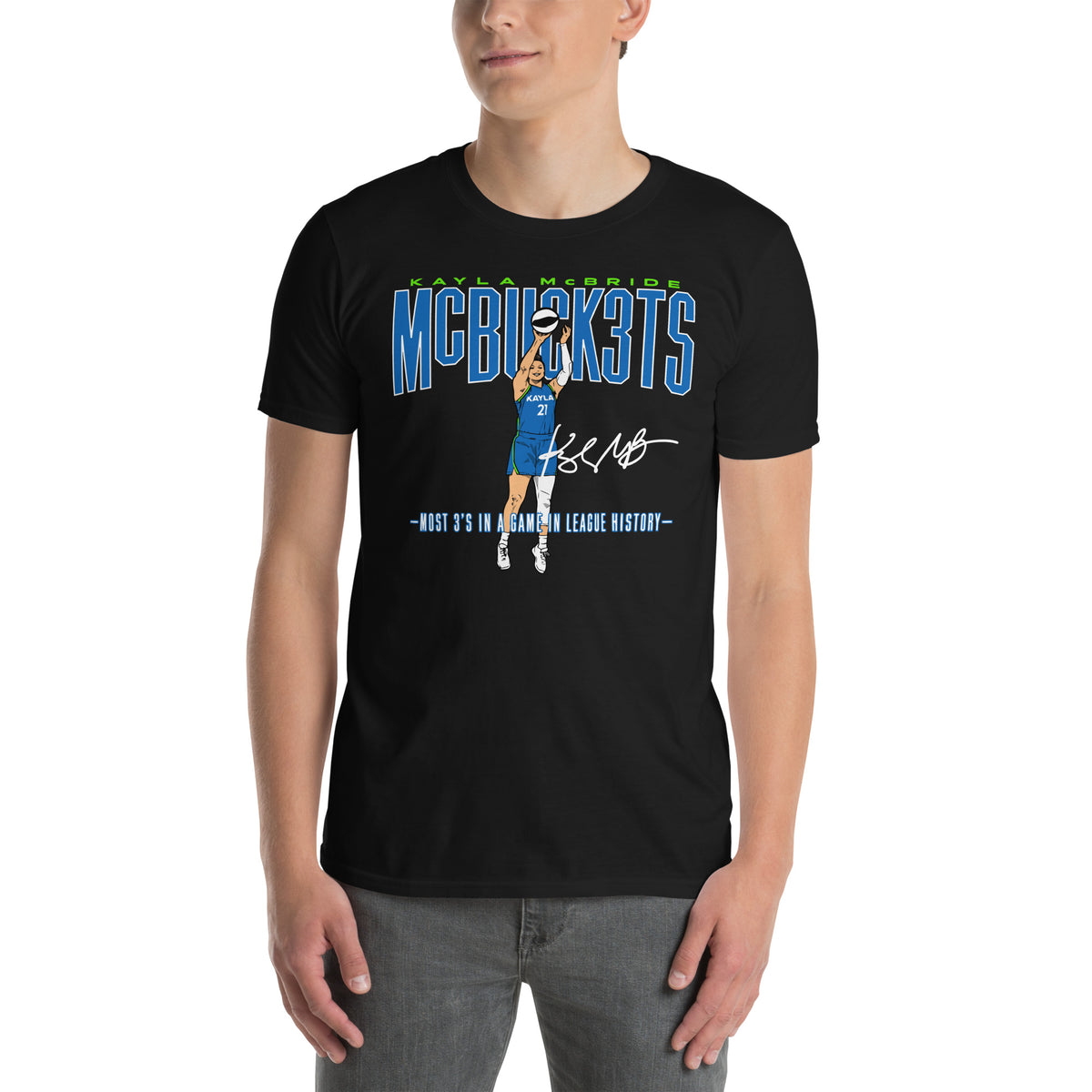 McBride 10 MCBUCKETS Minnesota Basketball T-Shirt – black unisex graphic tee, front view