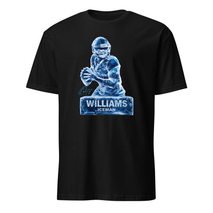Williams Iceman Sculpture Graphic Football T-Shirt in black featuring a bold ice sculpture design of a Chicago football player mid-play