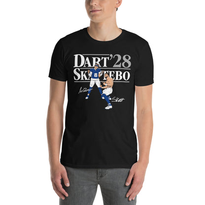 Jaxson Dart Cam Skattebo NY Giants Football T-Shirt in black, front view – BallerTee graphic tee