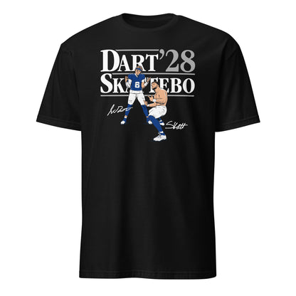 Jaxson Dart Cam Skattebo NY Giants Football T-Shirt in black, front view – BallerTee graphic tee