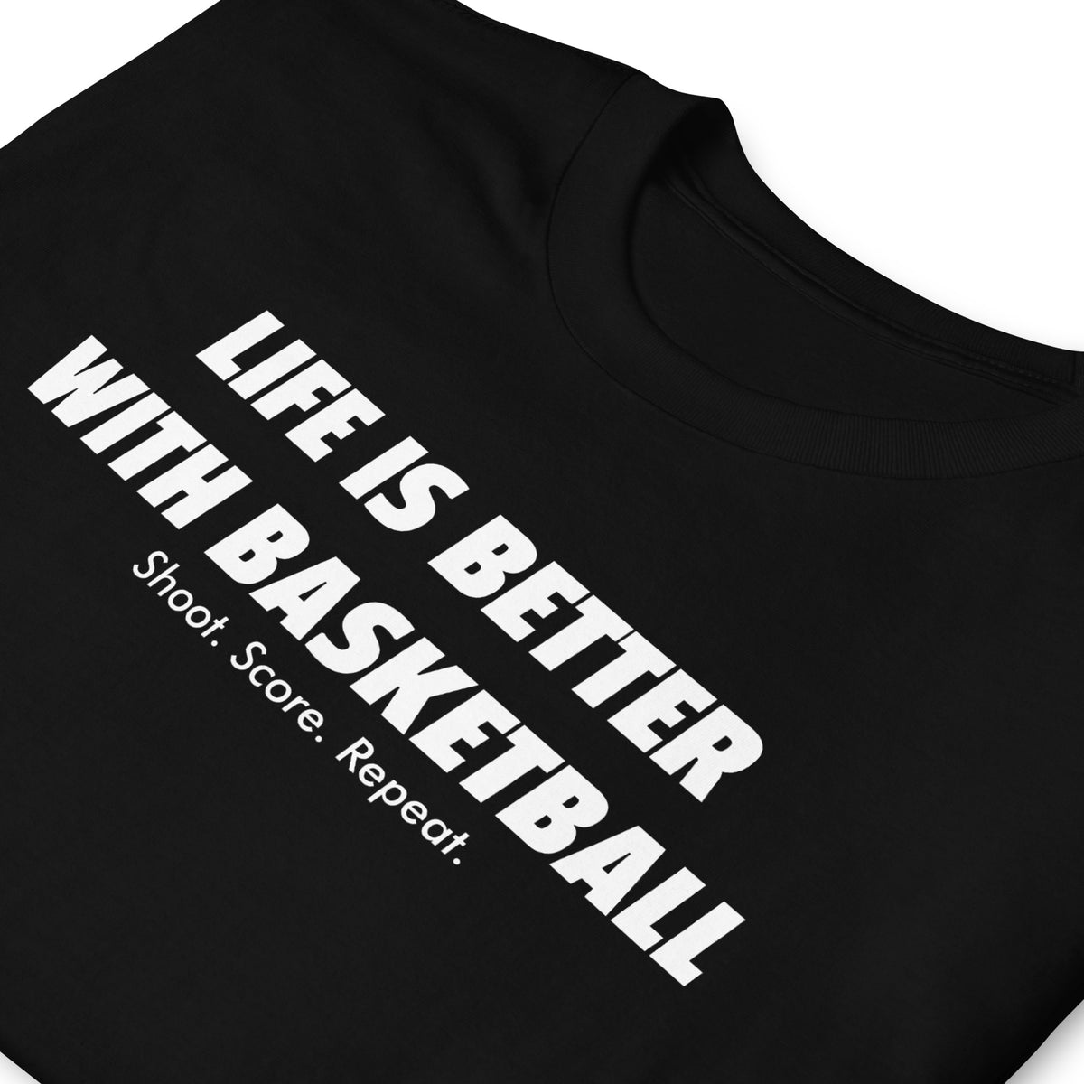 BallerTee Life Is Better With Basketball graphic t-shirt, black, front view