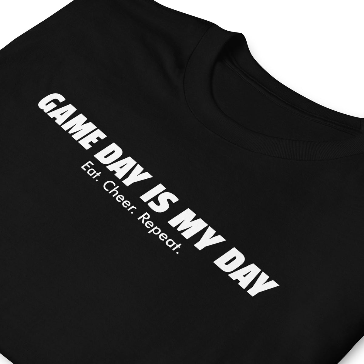 BallerTee Game Day Is My Day football graphic t-shirt, black, front view