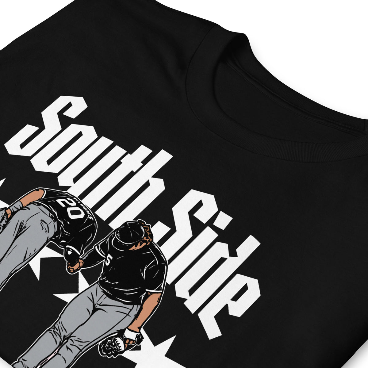 Black Chicago Baseball South Side graphic t-shirt featuring Vargas and Murakami with Chicago stars and bold gothic lettering