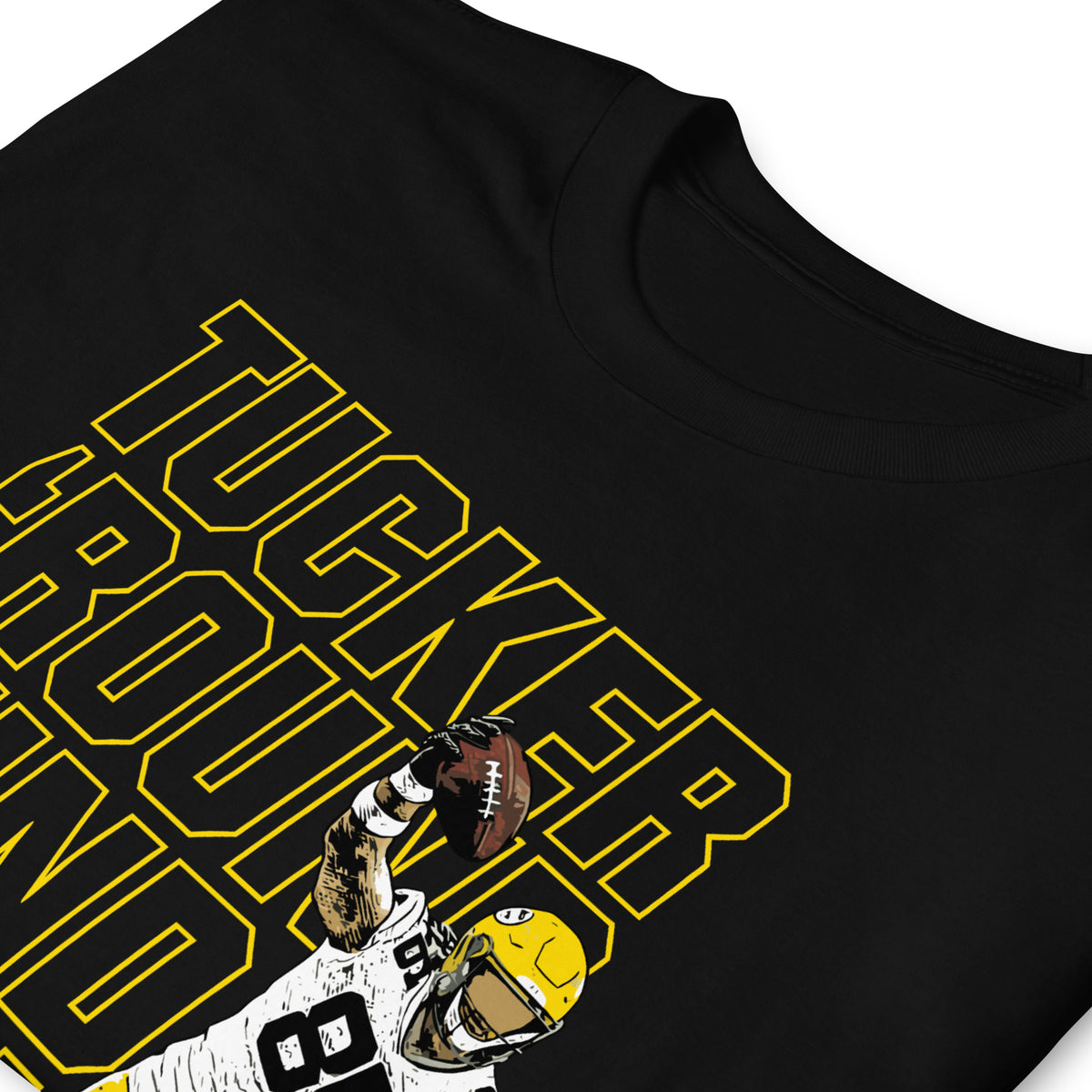 Tucker Kraft Green Bay Packers graphic t-shirt in black, unisex fan tee
