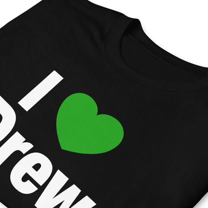 Black unisex t-shirt with "I Love Drew Lock" graphic in Seahawks green and white — BallerTee
