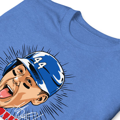 Rizzo Chicago C Wazzup Baseball Graphic T-Shirt – zoomed-in graphic detail, heather royal