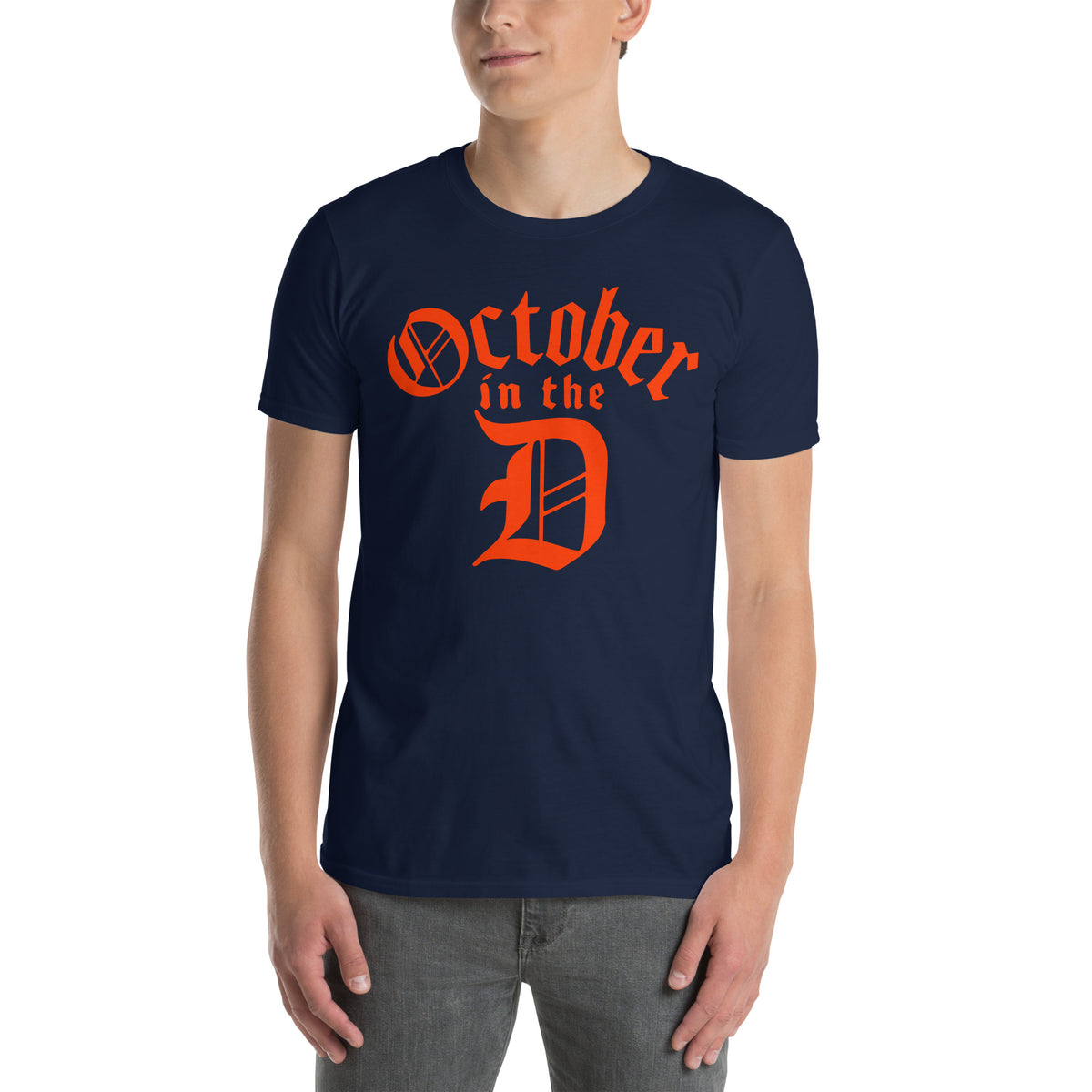 Red October Detroit Tigers baseball unisex t-shirt in navy — postseason fan graphic tee by BallerTee