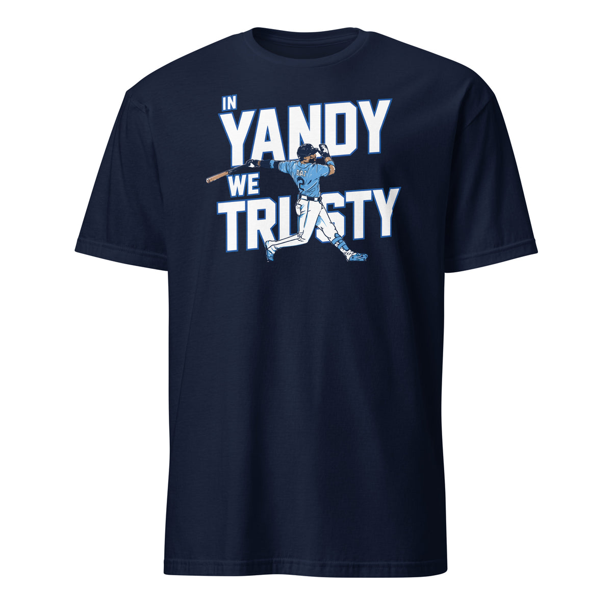 Andy Diaz Tampa Bay Rays graphic t-shirt, navy unisex tee with baseball design
