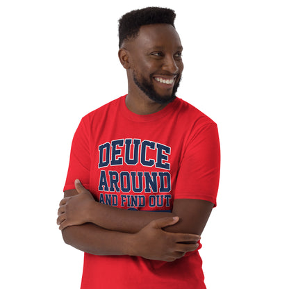 Deuce Around And Find Out Ole Miss Football T-Shirt for Deuce Alexander fans, product mockup
