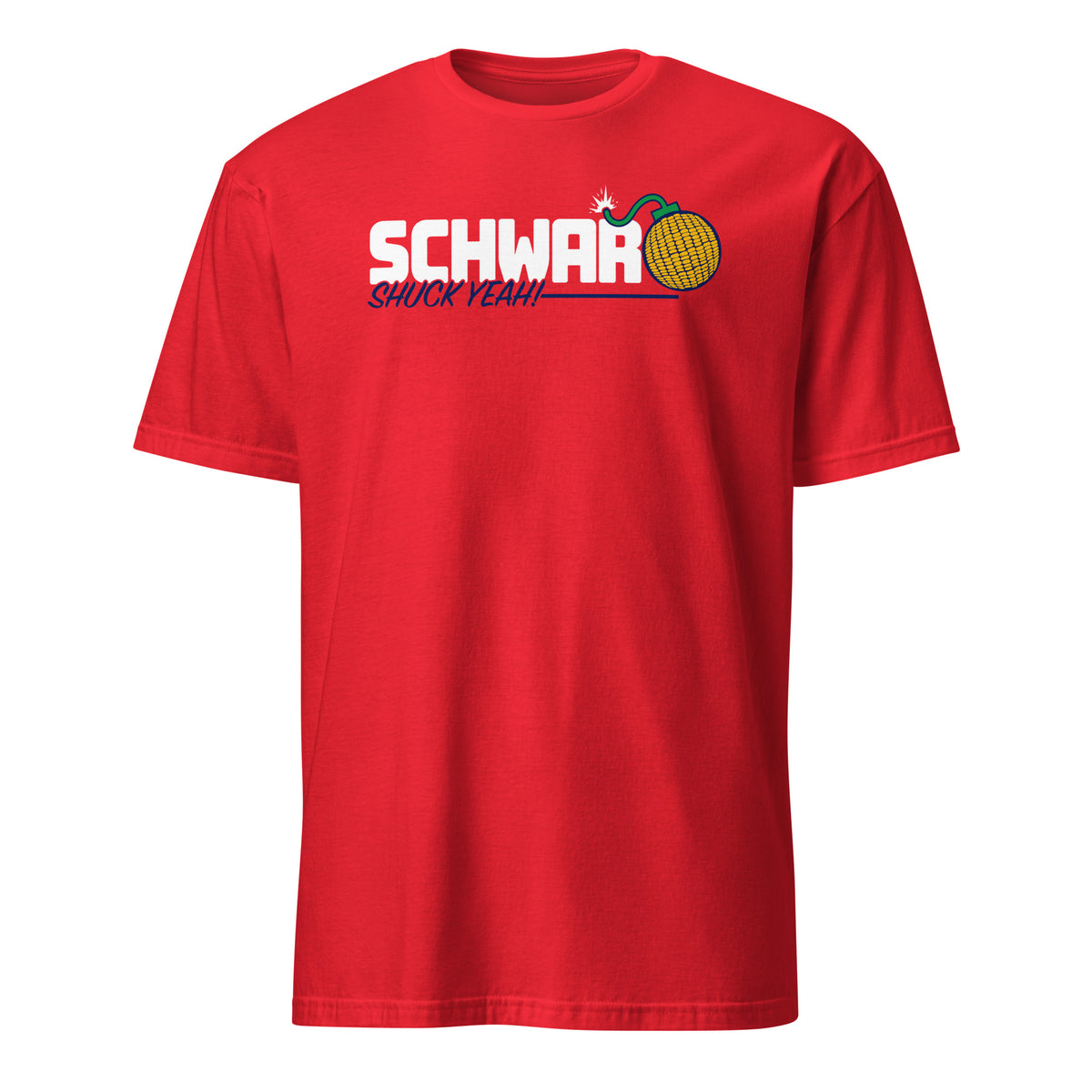 "Schwarber Corn Bomb Philadelphia Baseball T-Shirt in red – Shuck Yeah graphic tee"