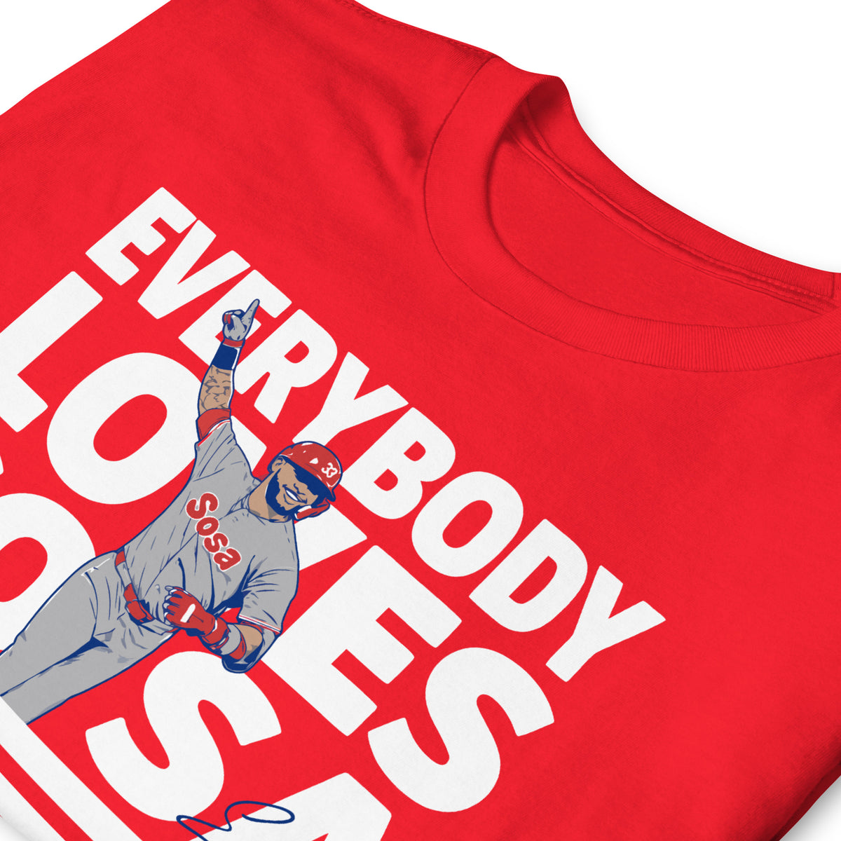 Edmundo Sosa Philadelphia Phillies baseball unisex t-shirt in red — Everybody Loves Sosa graphic tee by BallerTee