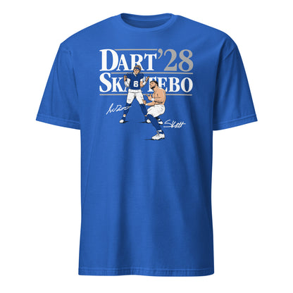 Jaxson Dart Cam Skattebo NY Giants Football T-Shirt in royal blue, front view – BallerTee graphic tee