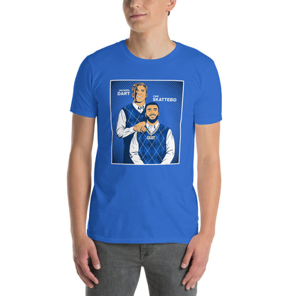 Jaxson Dart and Cam Skattebo New York Giants football unisex t-shirt in royal blue