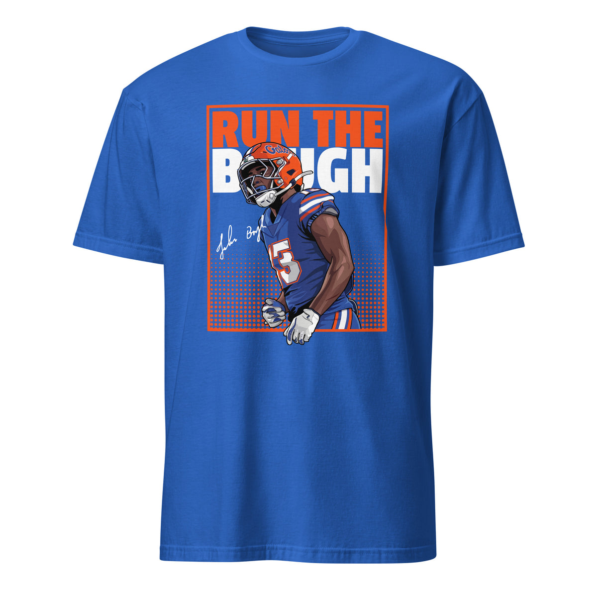 Run The Baugh Graphic Football T-Shirt in Royal Blue – Jadan Baugh Florida Gators Fan Tee

