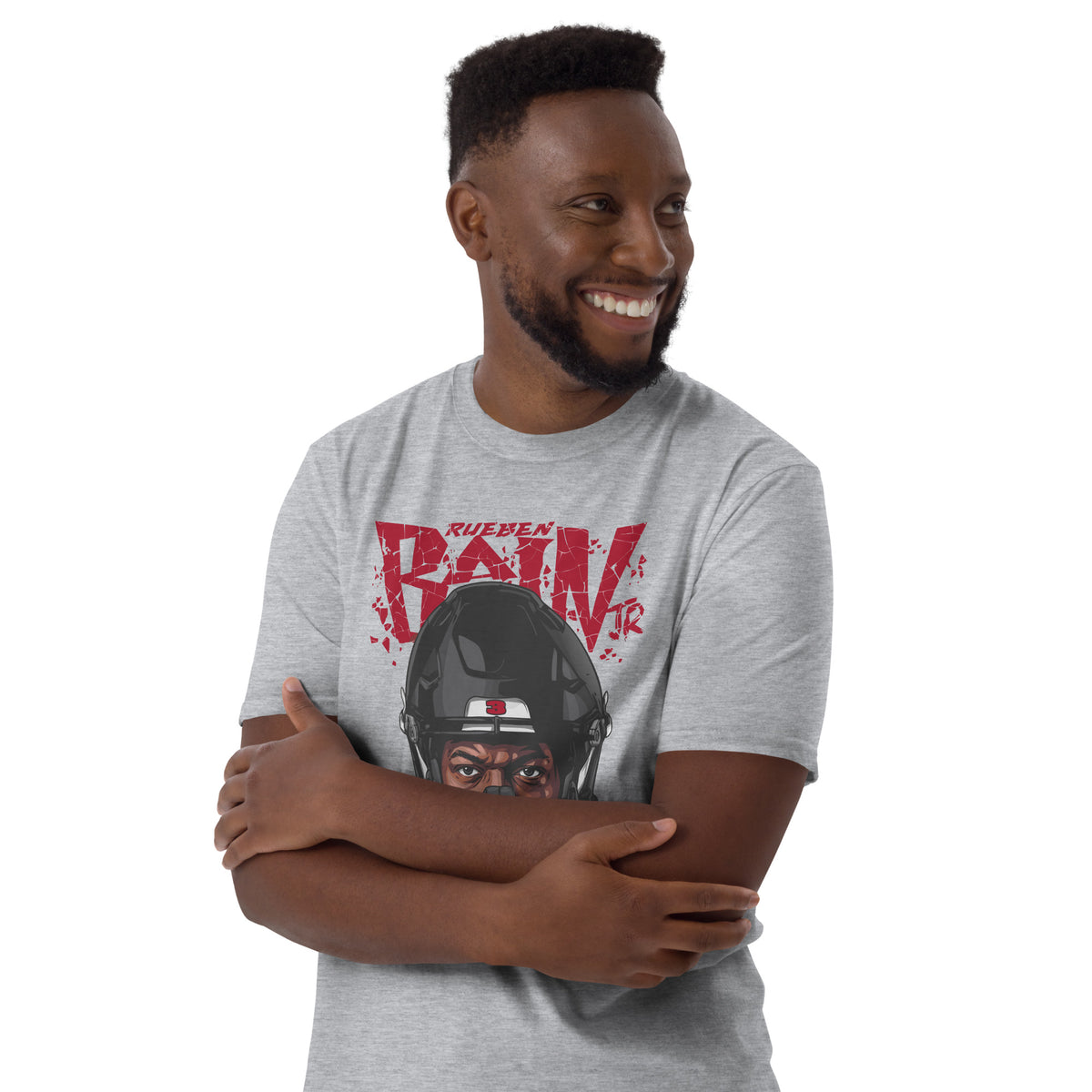 Rueben Bain Jr. mask graphic Tampa Bay football T-shirt.