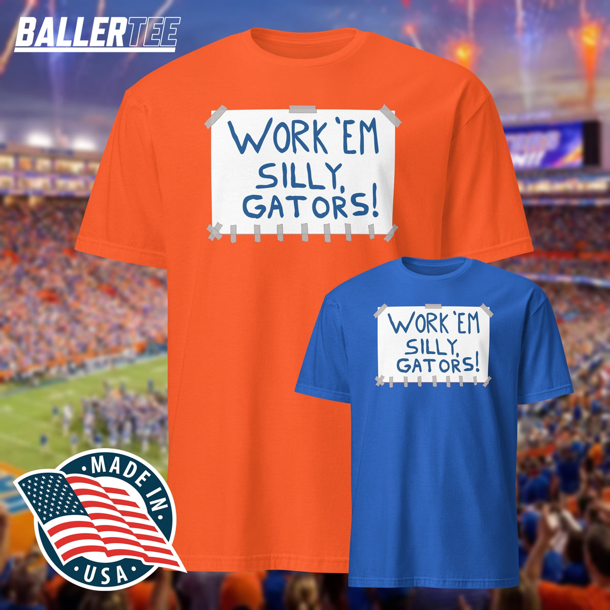 Work ’Em Silly Florida Gators football sign T-shirt for game-day fans
